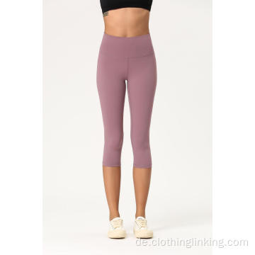 3/4 lange Yogahose mit hoher Taille